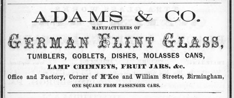 Adams & Co. advertisement in the Directory of Pittsburgh and Allegheny cities for 1869