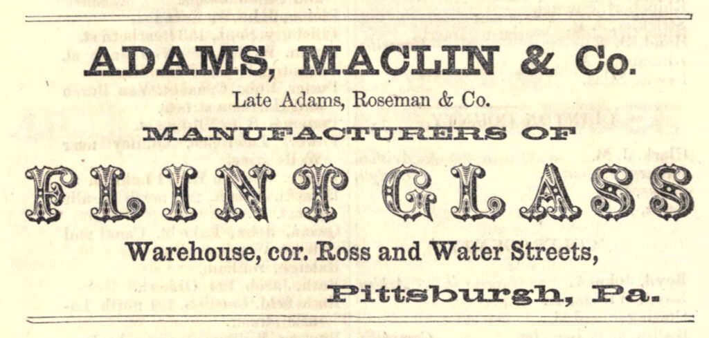Adams & Macklin ad with typo in the Montague's Illinois Directory of 1854-5
