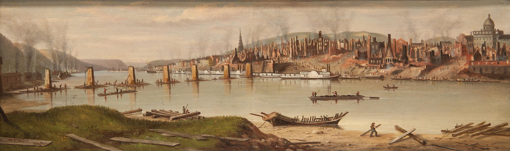 Pittsburgh after the Fire (1845) from Birmingham by William C. Wall, 1845 from the collection Carnegie Museum of Art