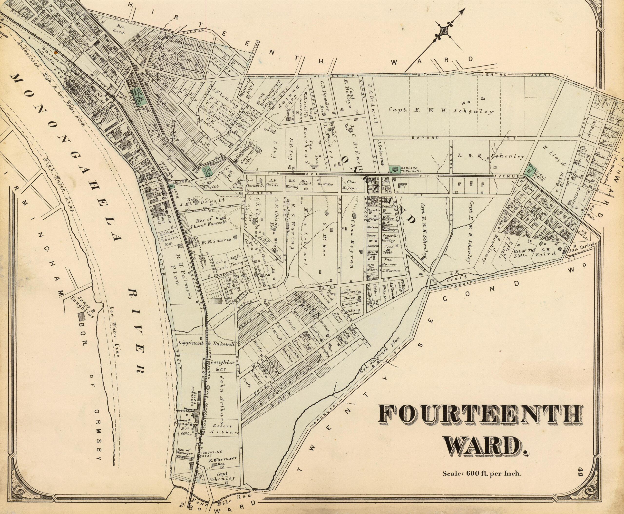McKee Estate, now McKee Place, Pittsburgh, PA Map from 1872 G.M. Hopkins & Co.