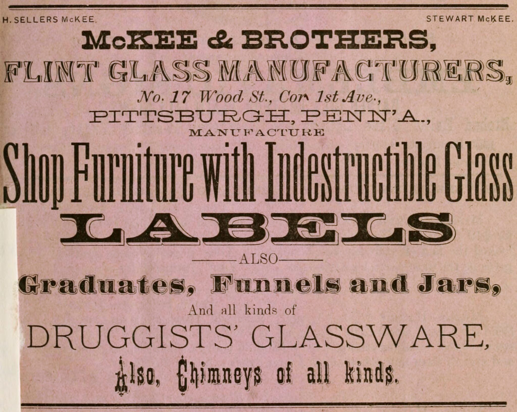 Mckee & Bros 1874 Advertisement from New sample book of cut and gummed druggists' labels.