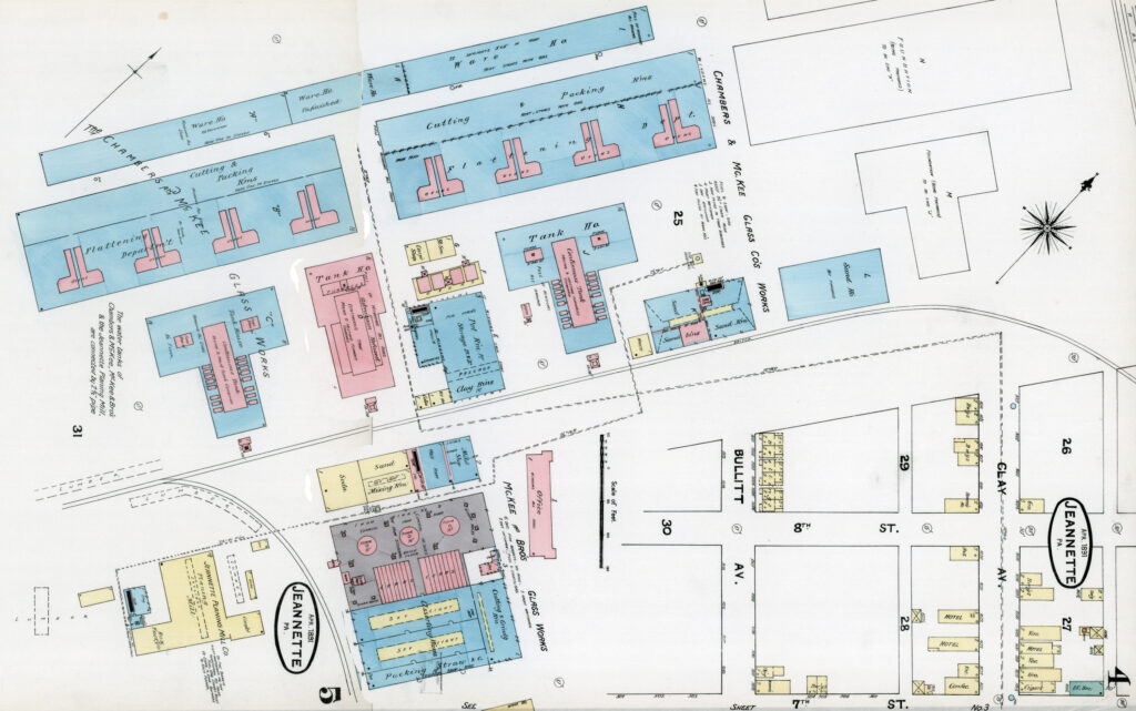 McKee and Chambers factories in Jeannette, PA — Sanborn Map 1891