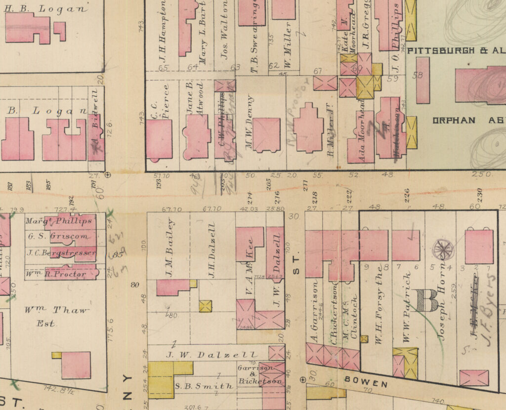 Properties owned by Virginia McKee and family on Ridge from G.M. Hopkins & Co. map 1890
