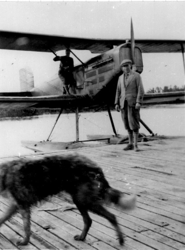 McKee aircraft during first Trans-Canada seaplane flight in Sep 1926 - J Dalzell McKee is at nose of Aircraft Douglas 0-2 Manufactured by Douglas Aircraft Co. Via CASM Archives.