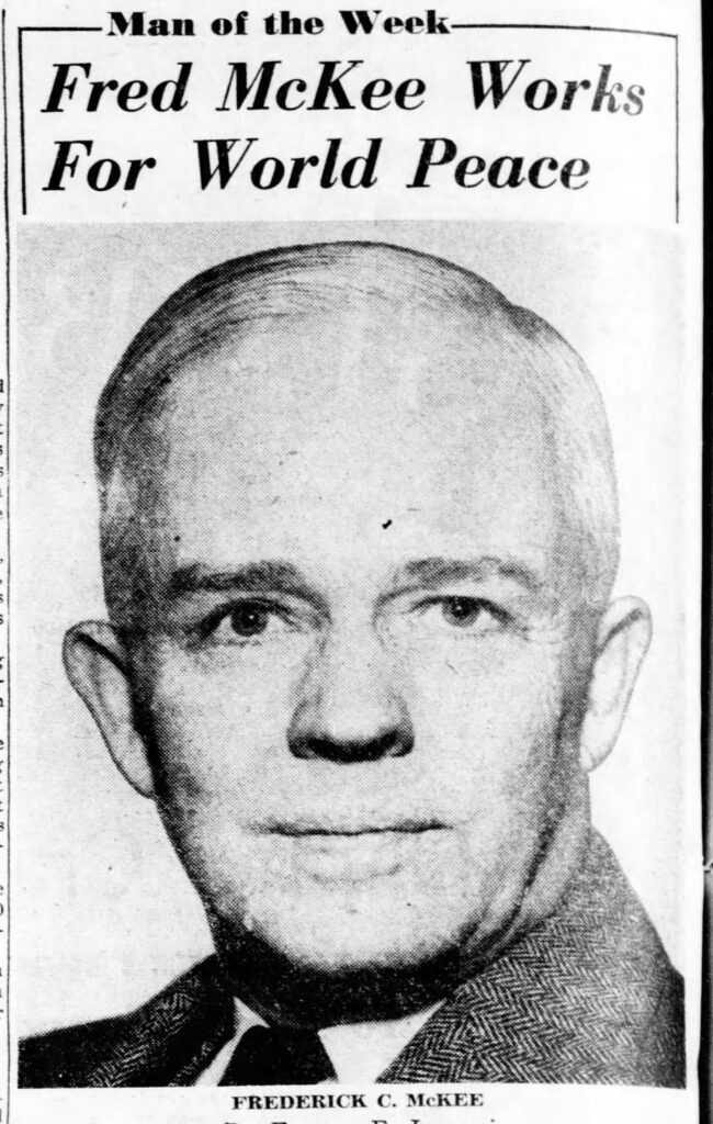 Fred C. McKee headshot as published in the Pittsburgh Post Gazette in 1948